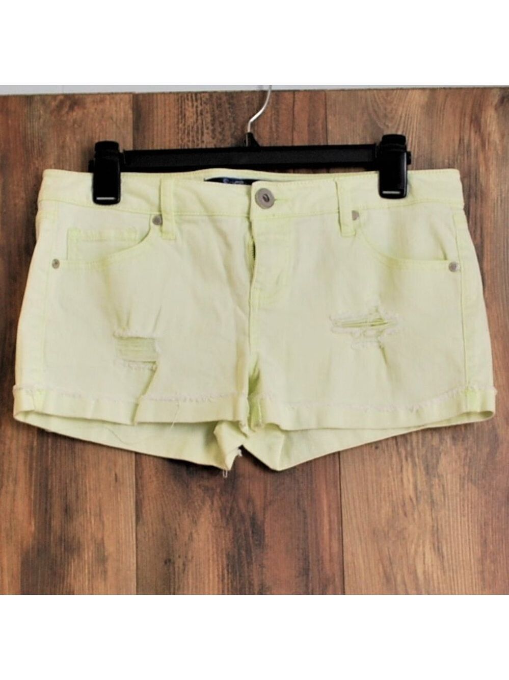 Sapphiire Ink Yellow Distressed Jean Shorts Size 9